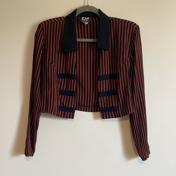 VTG Striped Jacket 10 90s Emo Dawn Joy 10 Rust Black Vertical Grunge Alt Goth - Picture 3 of 16